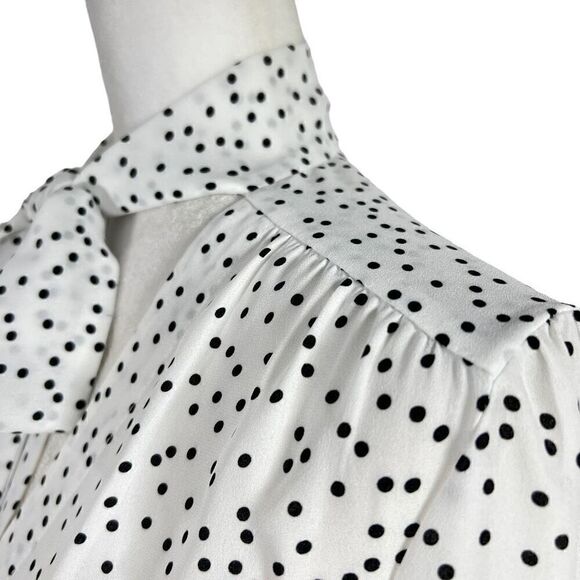 Judith & Charles Womens Size Small 6 Polka Dots Cut-Out Bow Neck Blouse Top Blac - Picture 11 of 13